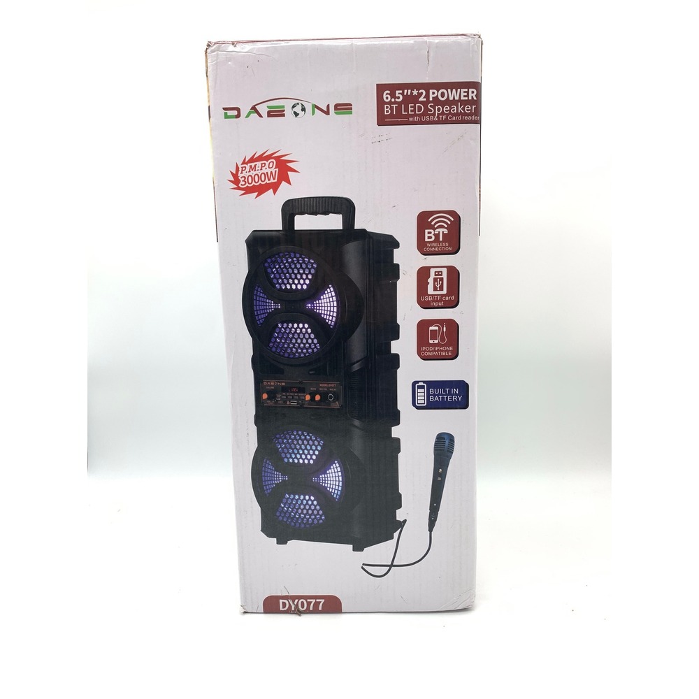 Dazone Portable Bluetooth Speaker Dual 6.5 Subwoofer Karaoke Machine‎ Party Mic